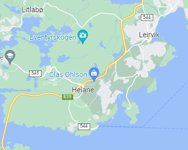 Part of the map in west Norway.